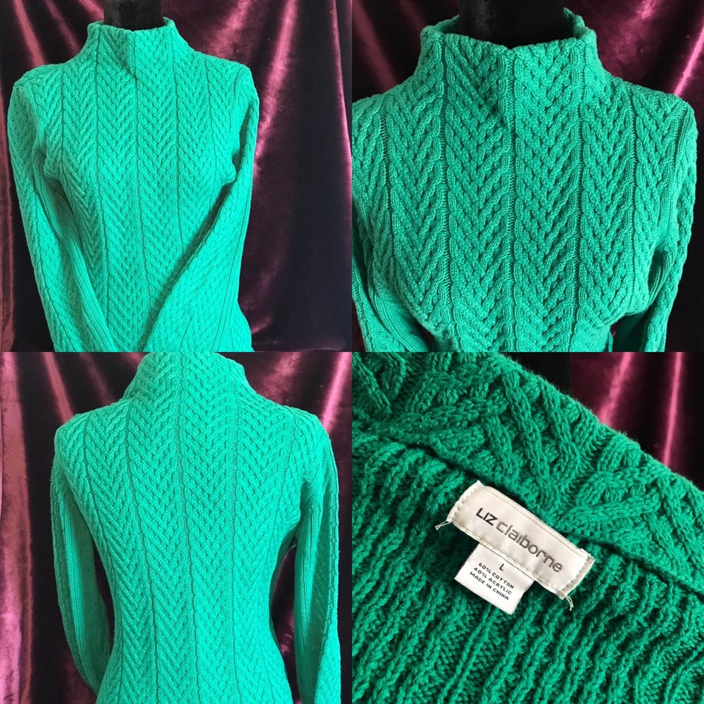 Liz Claiborne cable knit mock turtleneck sweater
